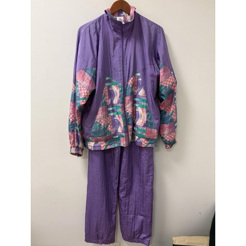 VTG 90s USA Olympic Windbreaker Track Suit JCPenney Y2K Colorful Full Zip Sz L